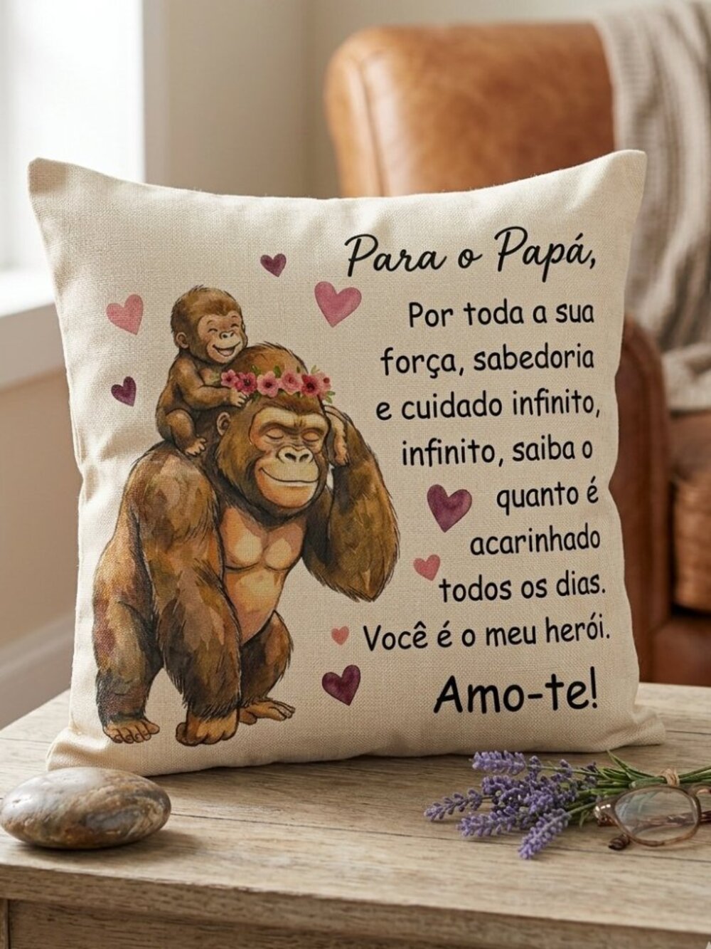 Gorilla Dad Throw Pillow 17x17 Father Gift